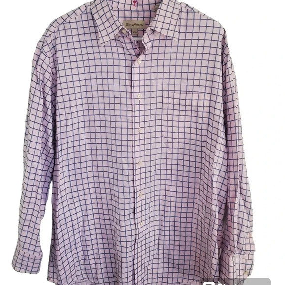 TOMMY BAHAMA BUTTON DOWN PINK & BLUE LONG SLEEVE SHIRT, SIZE 16 1/2 32 - 33 - Picture 2 of 5